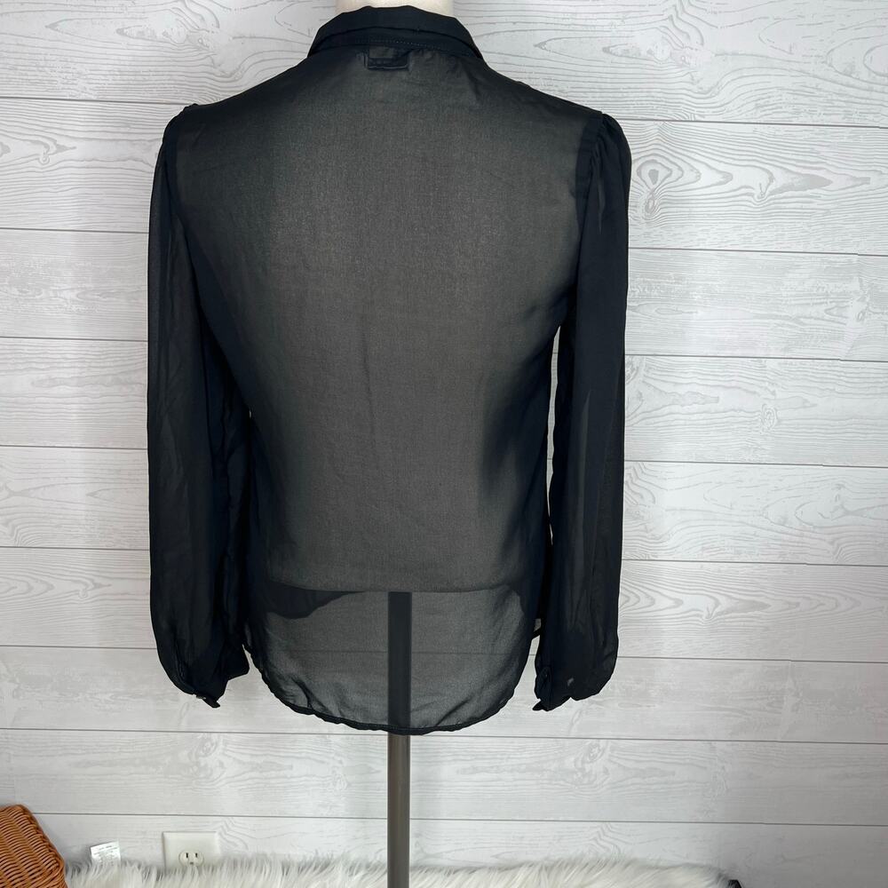 Stitches by Marjorie de Martino 80’s black sheer button up blouse size 9 - Picture 3 of 6